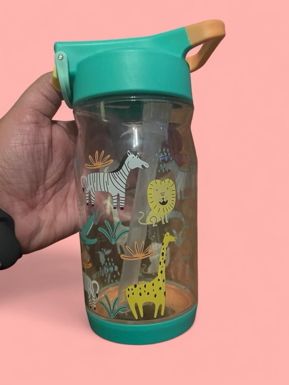 Kids Safari Animal Water Bottle - Teal & Orange